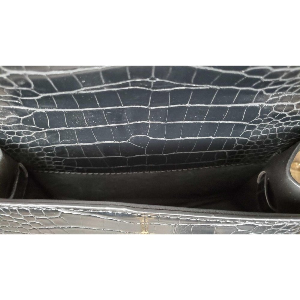 KELLY CROC BIRKIN-STYLE BAG MEDIUM BLACK Back in S - Picture 5 of 10